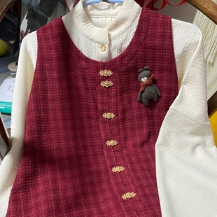 改良短领日常明制汉服 两三松秋冬带兜汉服比甲针织弓袋袖 030