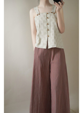 【059】两三松改良宋裤阔腿裤套装棉麻明制汉服内搭可外穿主腰夏