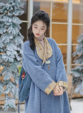 【042】冬款加厚改良唐批袄带口袋大衣两三松秋冬唐制日常汉服女