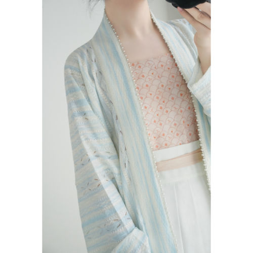 春夏新款珍珠对襟短衫