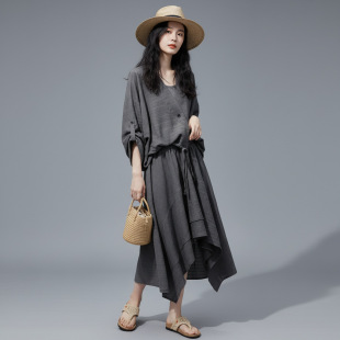 不规则立体剪裁半裙欧美风套装 v领上衣 个性 大码 春夏新款 套装 时尚