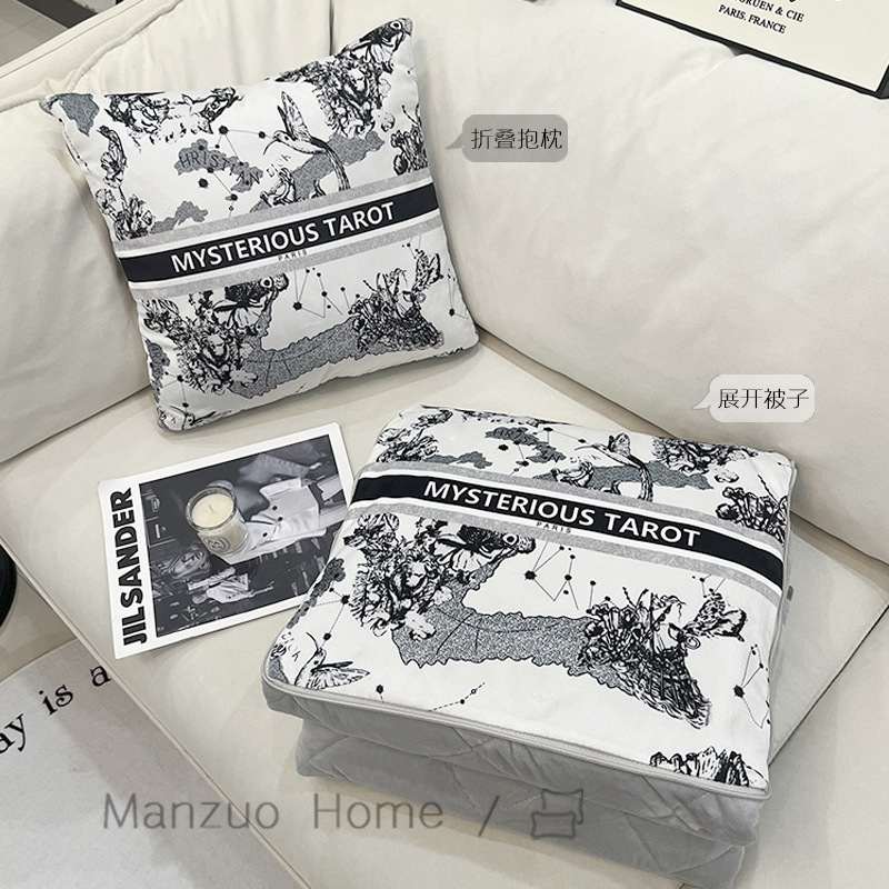 满座黑白复古车载两用灰水晶绒