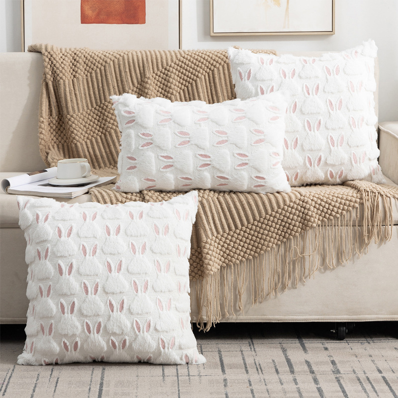 新款复活节抱枕套兔毛沙发抱枕