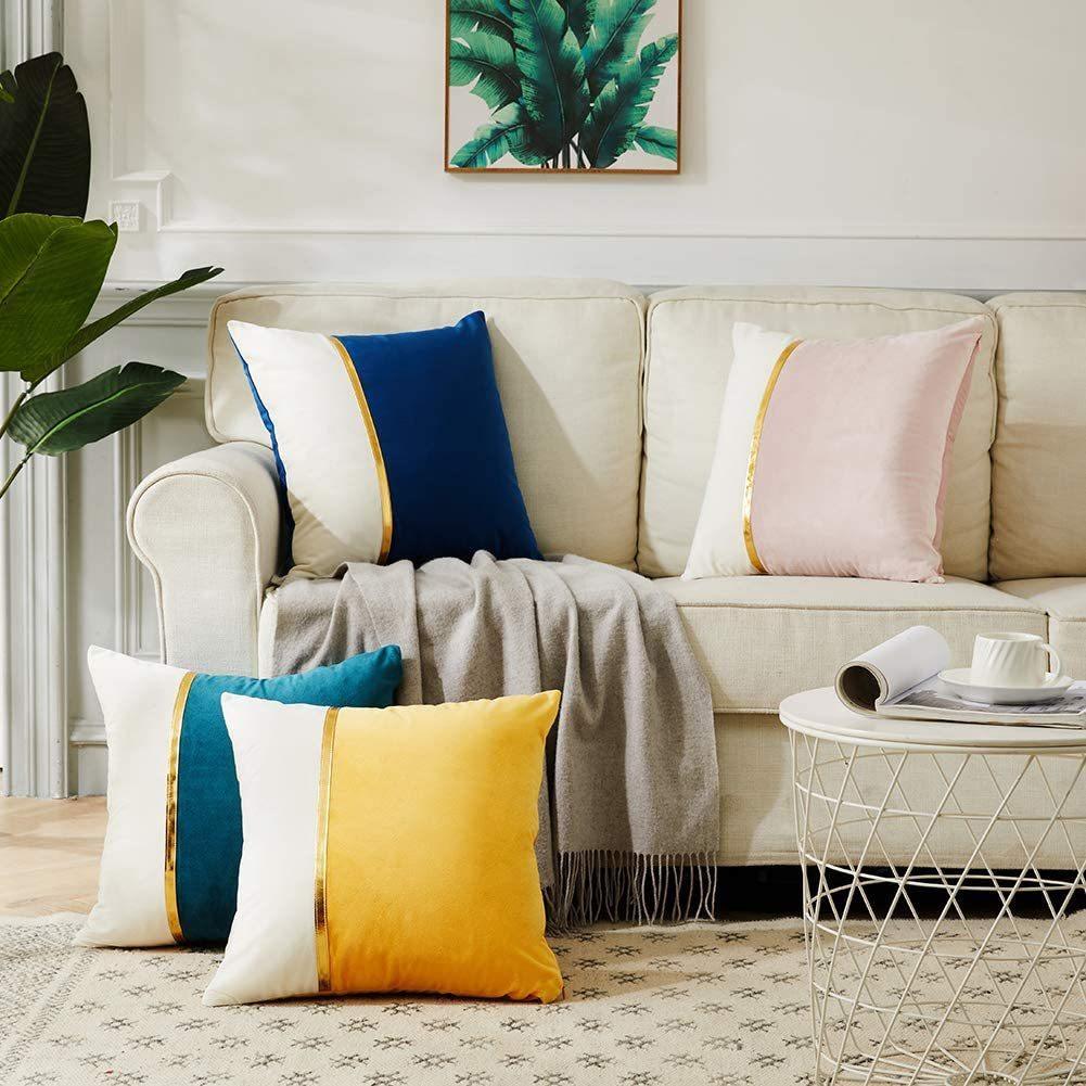 拼色金条抱枕套双色拼接时尚轻奢客厅沙发卧室汽车靠靠枕套,床上用品,枕套,淘宝优惠券,粉丝福利购,淘宝优惠卷