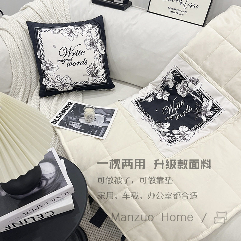 奶油色花沙发客厅抱枕被子二合一车用被子两用折叠毯子秋冬保暖被,居家布艺,抱枕被,淘宝优惠券,粉丝福利购,淘宝优惠卷