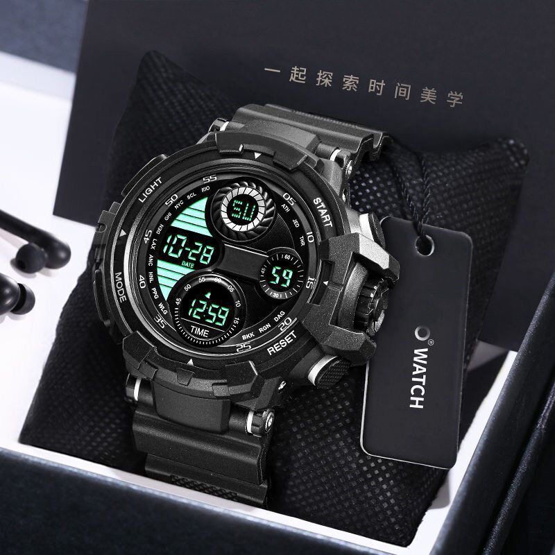 手表男款学生夜光闹钟初高中学生青少年运动帅气多功能电子手表