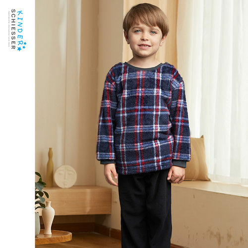 舒雅男童摇粒绒保暖家居服套装