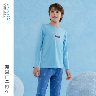 舒雅25早秋新品 中大童男童莫代尔柔软亲肤机器人印花家居服套装