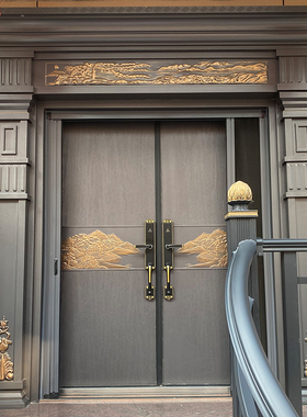 锌合金别墅大门双开门农村自建房进户大门防盗入户门家用铸铝卡门