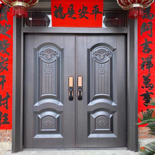 锌合金别墅大门双开门农村自建房进户大门入户防盗门家用乡村庭院