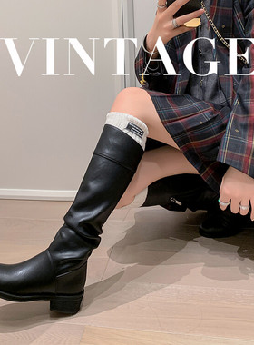 内增高yyds！法式气质尖头堆堆靴真皮不过膝显瘦坡跟白色长筒靴女