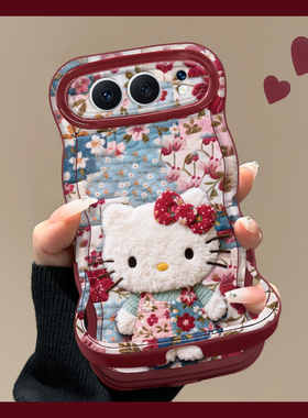 适用荣耀500Pro手机壳新女款碎花kitty猫400/300酒红色新年隐形双支架magic8pro可爱magic7/6波浪边x60pro软