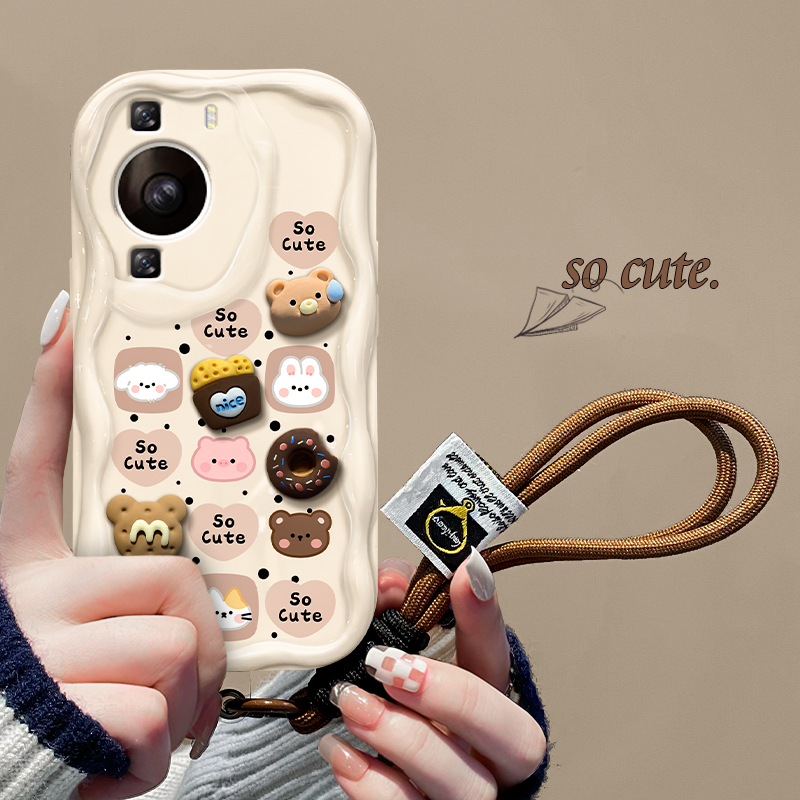 新品上市，奶油纹满屏格子公仔手机壳