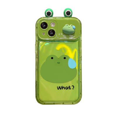 适用于苹果17promax手机壳iPhone16/15Pro流汗青蛙14plus翻盖镜子13/12防摔11新女款xsmax挂坠7软硅胶保护套