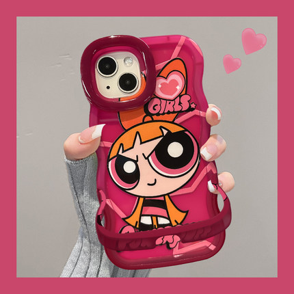 适用苹果13手机壳新女款iPhone16promax/15飞天小女警14plus隐形双支架硅胶12/11可爱春夏xr保护套xs卡通防摔