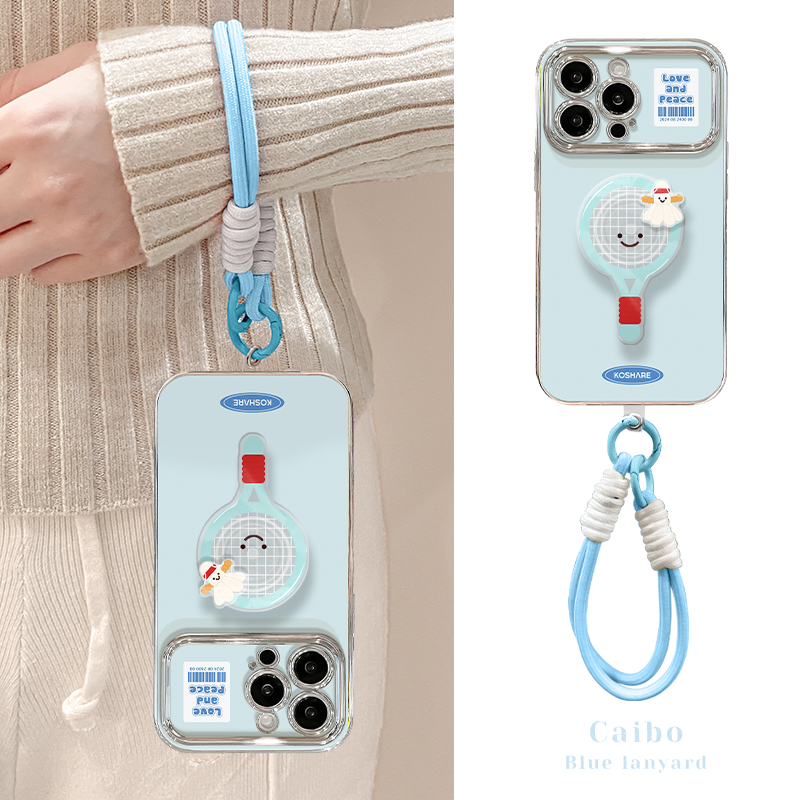 适用苹果13pro手机壳12新女款iPhone15promax/16电镀11硅胶14plus乒乓球羽毛球支架挂绳xs小众6D视窗xr保护套