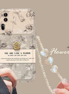 适用opporeno11手机壳reno12新女款reno10/9pro+线条玫瑰链条8/7翻盖镜子r17/15透明findx5/3软硅胶a72保护套