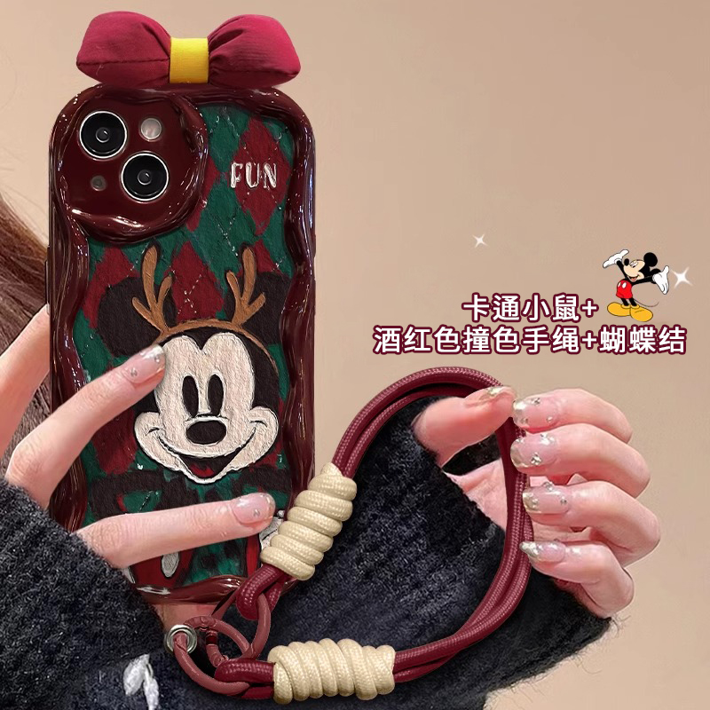 新品上市，奶油纹米奇蝴蝶结手机壳