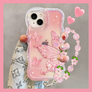 适用OPPOReno15Pro手机壳14新女款粉钻蝴蝶13/12小众风10/9隐形双支架7/6透明软硅胶a6gt/a5波浪边全包防摔套