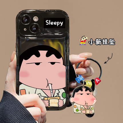 适用苹果15手机壳iPhone14promax/16小众13新女款11/12mini奶茶男孩支架xr/xs翻盖镜子7plus防摔保护套8p透明