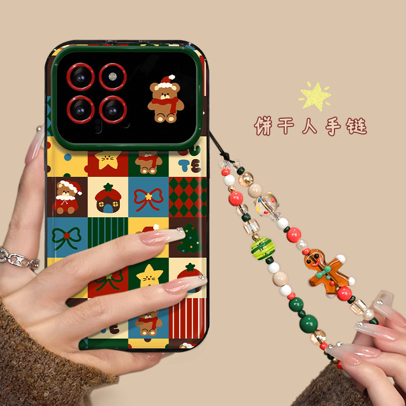 新品上市，圣诞姜饼人链条翻盖镜子手机壳