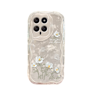 适用小米14手机壳新女款13/11奶油纹note9/12pro+线条碎花链条红米k70/k30i透明k60/k40s全包防摔5g保护套ins