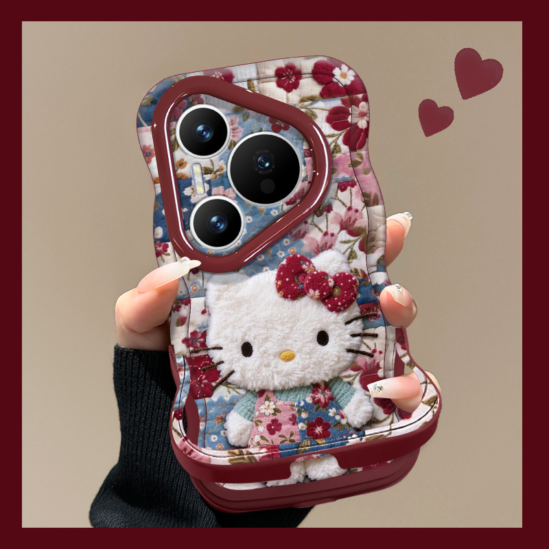 适用华为p碎花kt双支架手机壳