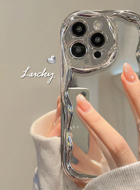 适用小米14手机壳新女款小米13pro/11电镀银奶油纹note12pro+高级感小众红米k70软壳k60/50防摔小米10s保护套