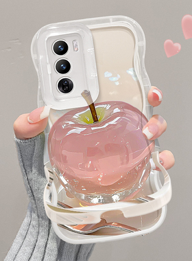 适用opporeno15pro手机壳新女款reno13/14高级防摔11/12水晶苹果透明隐形双支架Findx8pro硅胶7/6全包保护套