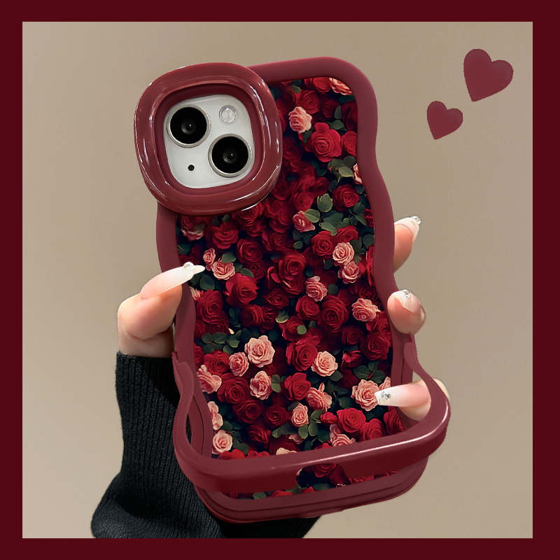 适用苹果玫瑰双支架手机壳