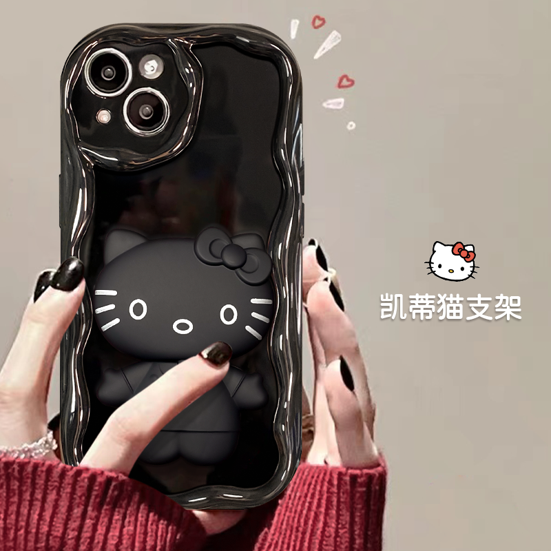 新品上市，奶油纹黑暗猫咪手机壳