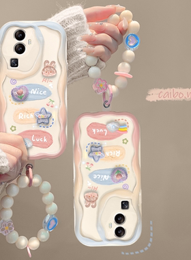 适用opporeno10手机壳reno12奶油纹11新女款reno9/8pro+透明findx7/6立体小兔公仔链条r17/15防摔硅胶保护套