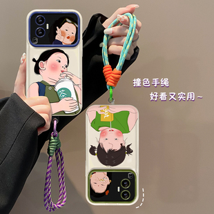 reno12 6防摔findx5 11大视窗翻盖镜子reno8 搞笑女挂绳reno7 3可爱保护套 9pro 适用于opporeno10手机壳新款