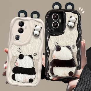 6软硅胶a93防摔r17 适用opporeno11手机壳reno12新女款 卡通熊猫公仔支架findx7 8pro 15保护套 10奶油纹reno9