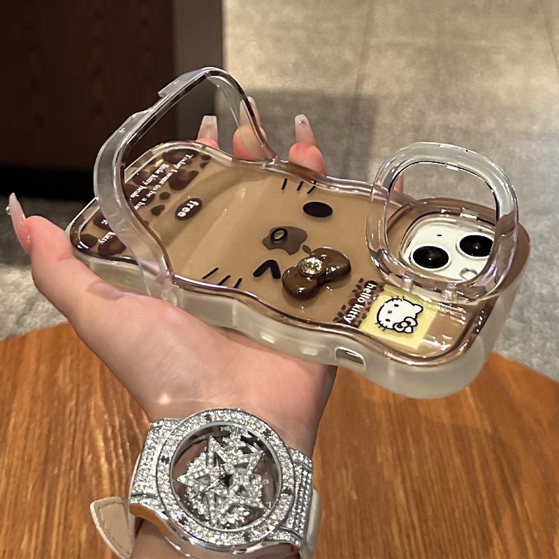 适用vivo豹纹kt猫双支架手机壳