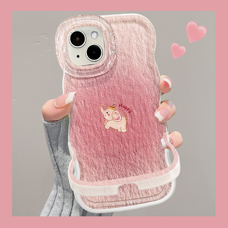 适用全型号油画小象双支架手机壳