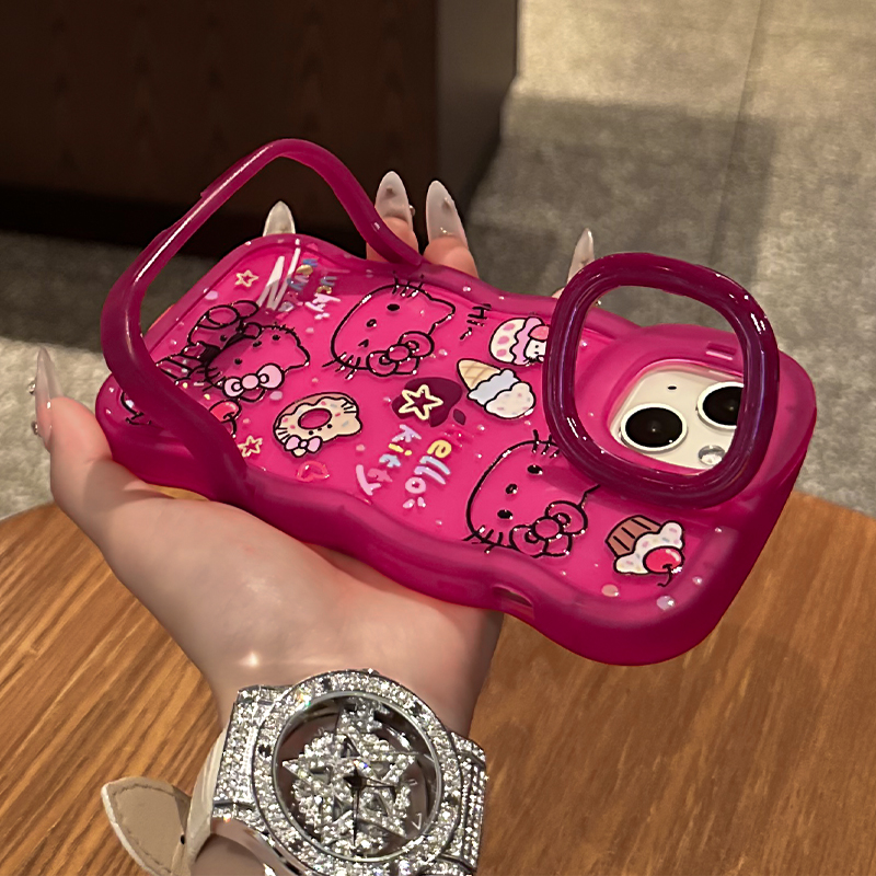 适用苹果甜品kt猫双支架手机壳