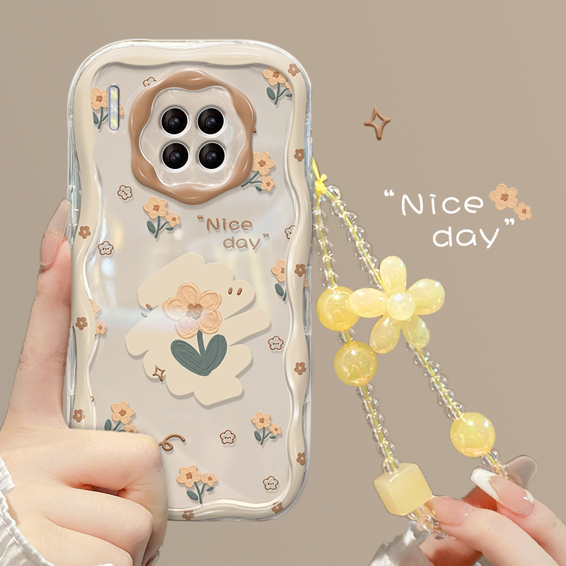 新品上市，奶油纹小黄花链条手机壳