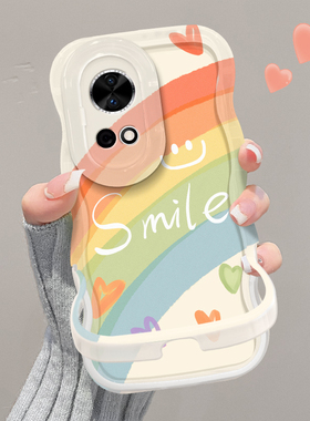 适用华为nova13手机壳新女款荣耀200/100Pro隐形双支架12/11春夏小众90/80油画微笑彩虹10/9防摔软硅胶保护套