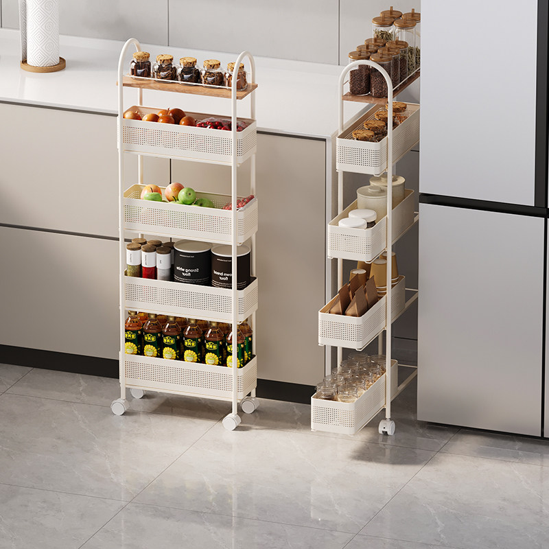 格美居夹缝置物架厨房多功能冰箱侧面抽拉式小推车浴室移动收纳架