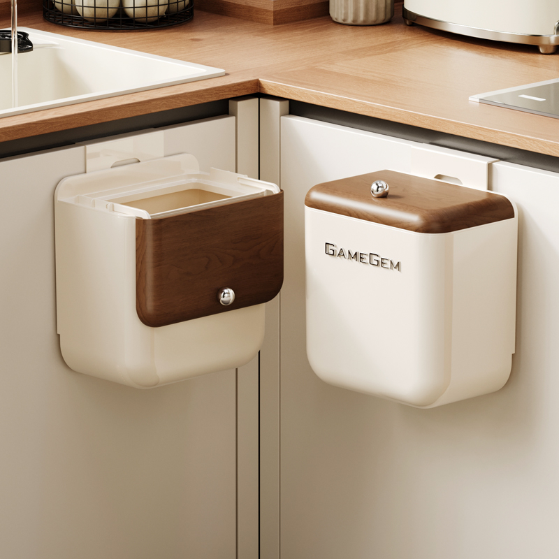 格美居厨房垃圾桶家用挂式免弯腰大容量浴室卫生间设计中古带盖款