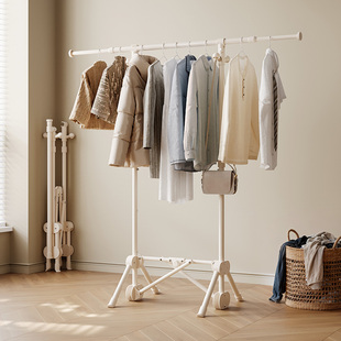 格美居折叠晾衣架落地阳台小型晾晒家用伸缩多功能晾衣杆晒被子