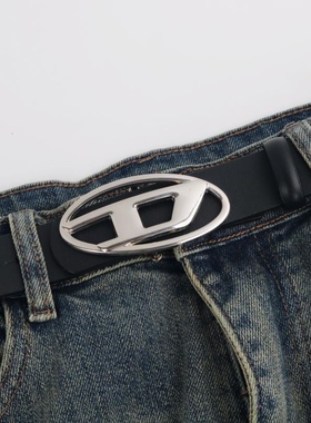 自主D牌小众Vintage银扣中古百搭牛皮腰带复古潮流vibe风真皮皮带