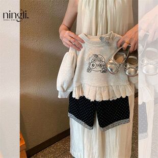 時(shí)髦秋裝 檸里女童洋氣秋裝 套裝 新款 小童女寶寶韓系兩件套重工衛(wèi)衣