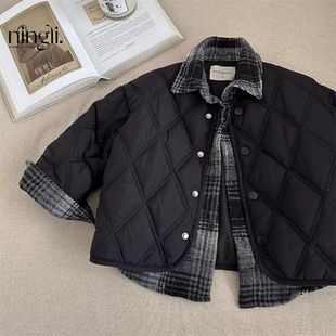 假两件上衣儿童羽绒棉服男童棉衣外套加厚小童冬季 柠里童装 棉袄潮