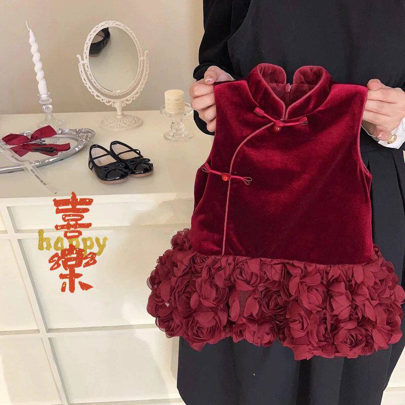 【现货秒发】女童冬款加绒新年服连衣裙
