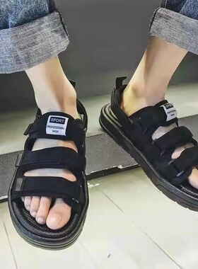 男士2024新款夏季外穿厚底沙滩鞋休闲青少年开车运动户外越南凉鞋