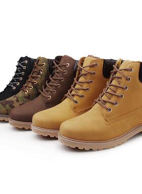 2024年秋冬英伦马丁靴女士系带PU皮高帮男鞋加绒休闲情侣雪地靴