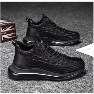 皮面男鞋 系带休闲潮鞋 厚底增高老爹鞋 男士 单棉同款 2024春秋新款