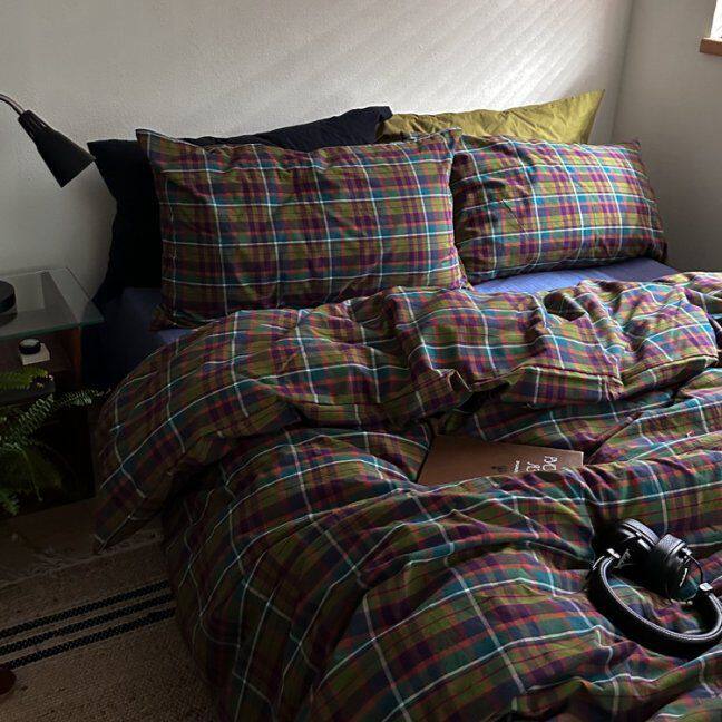 涩谷记忆/复古格子中古风床上四件套纯棉全棉床单被套三件套床品